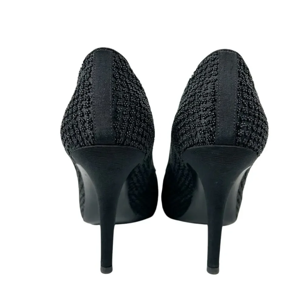 CHANEL Beaded Cap Toe Interlocking CC Black Pumps